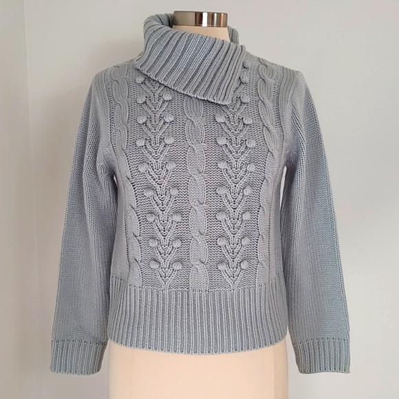 Norton McNaughton Petites Cable Knit Side Slit Turtleneck Sweater/ Size PM - Picture 4 of 9